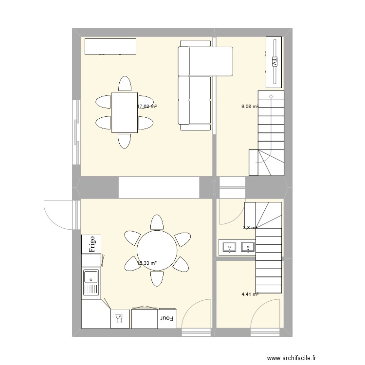 PAUL RDC. Plan de 5 pièces et 51 m2