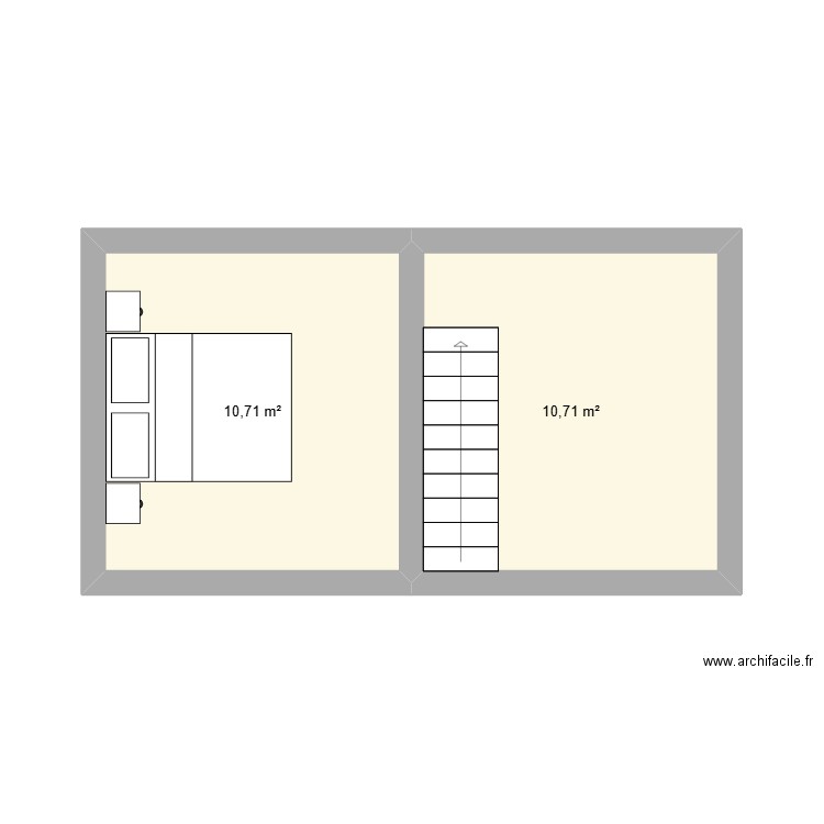 Etage Montigny. Plan de 2 pièces et 21 m2