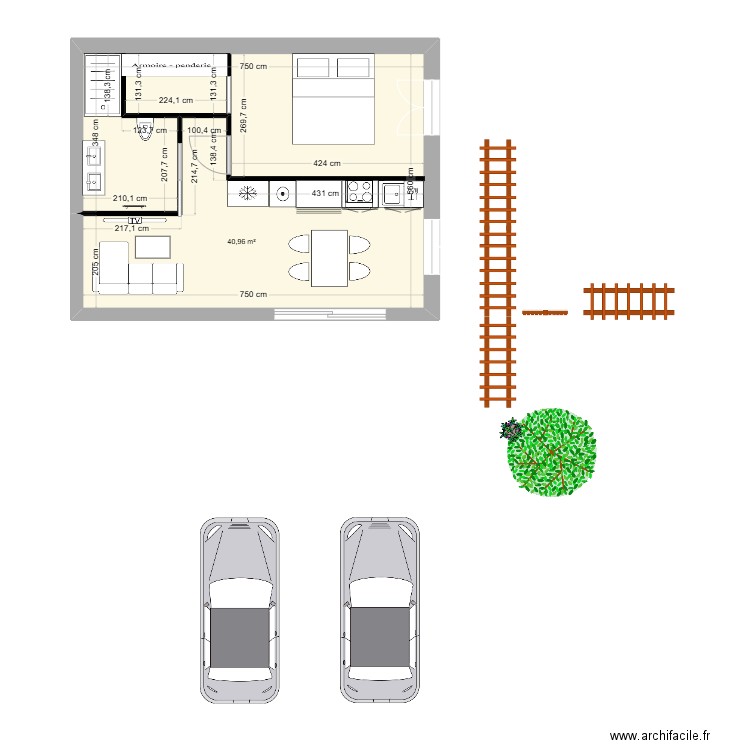 Antony RIDET. Plan de 1 pièce et 41 m2