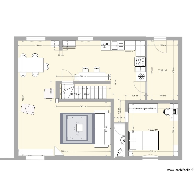 plan maison aménagement cuisine 1er étage. Plan de 0 pièce et 0 m2