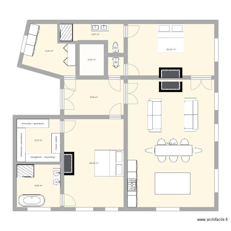 75003. Plan de 10 pièces et 145 m2