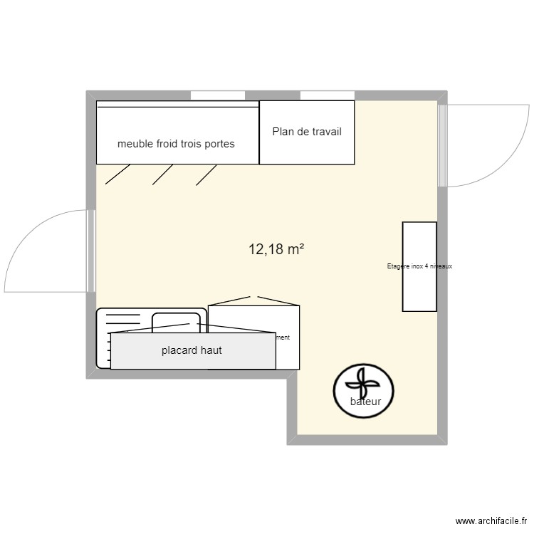 mie de pain. Plan de 1 pièce et 12 m2