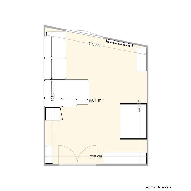 MAISON SALON. Plan de 1 pièce et 19 m2