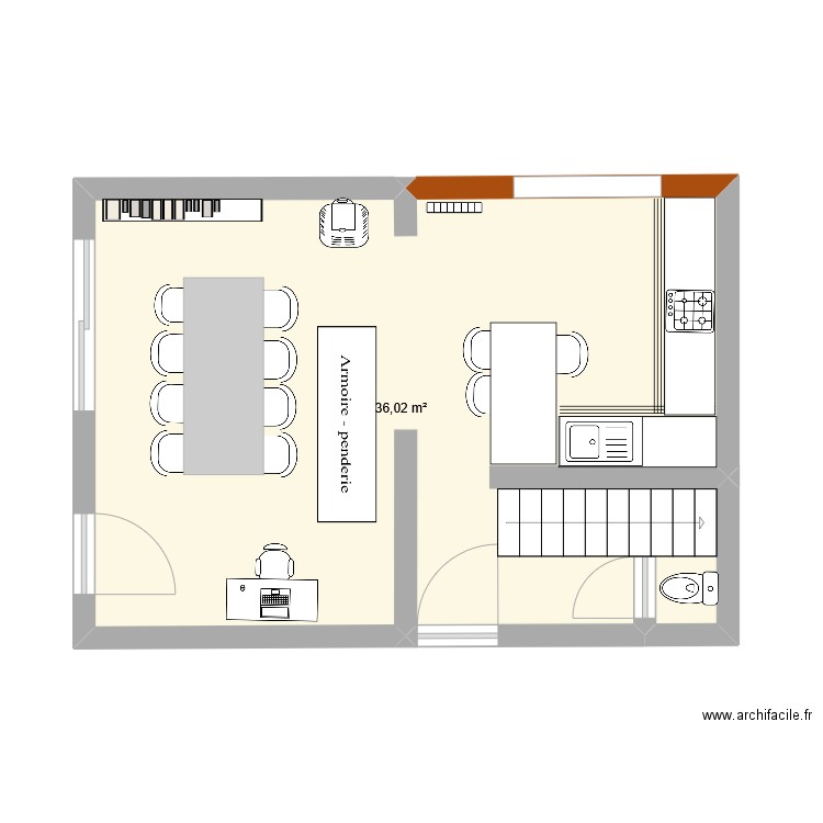 rez_chaussée2. Plan de 1 pièce et 36 m2