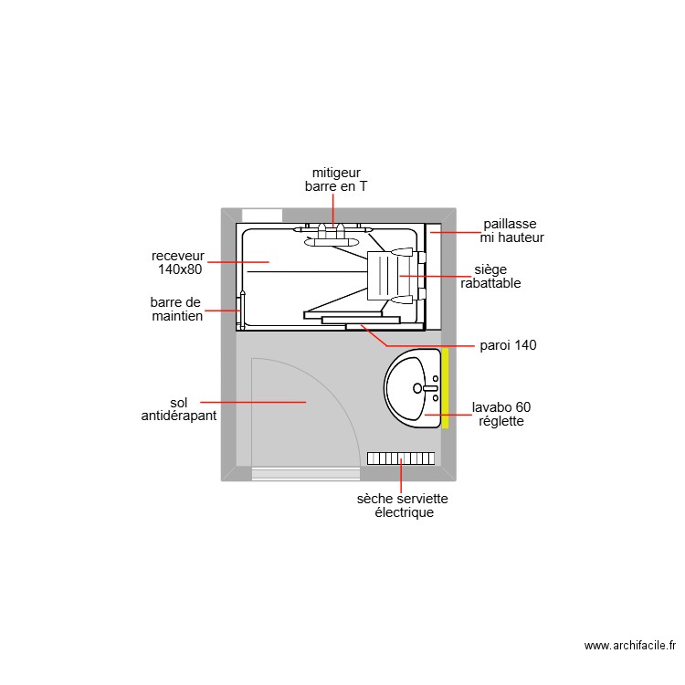 fellicite. Plan de 1 pièce et 3 m2