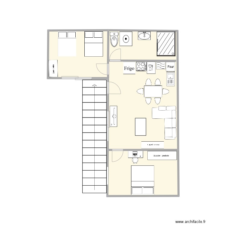 Pergolese +1. Plan de 5 pièces et 47 m2