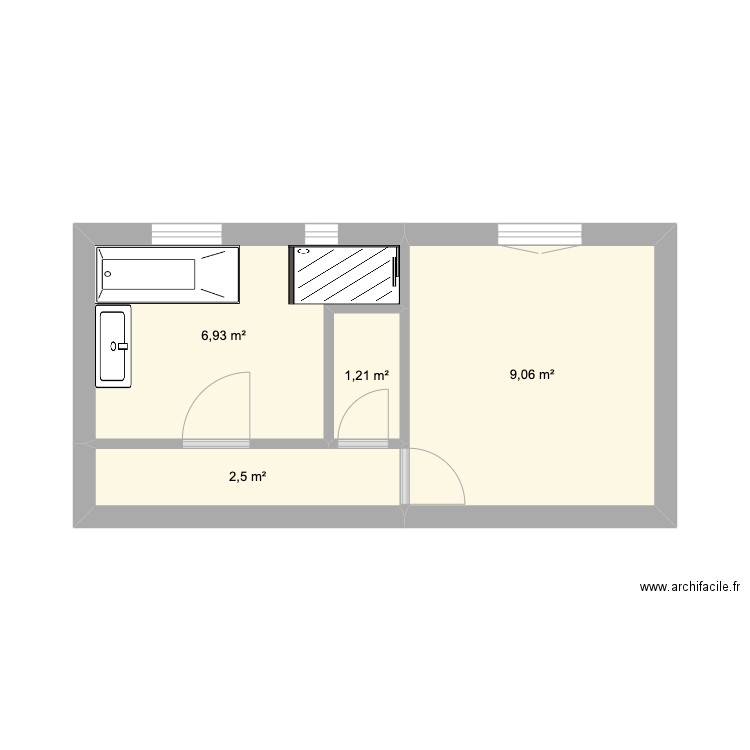 SDB5. Plan de 4 pièces et 20 m2