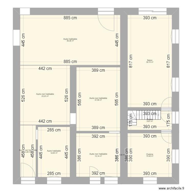 Jéhonville RDC. Plan de 10 pièces et 174 m2