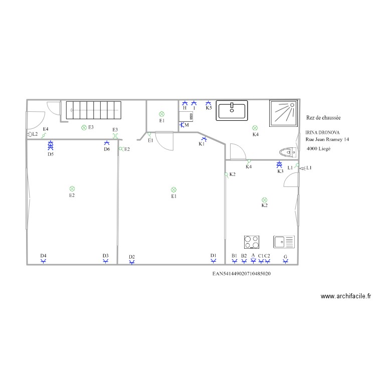 Irina rez 1. Plan de 5 pièces et 62 m2