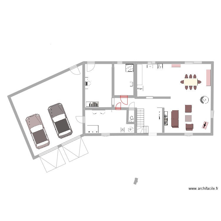 Maison. Plan de 4 pièces et 94 m2