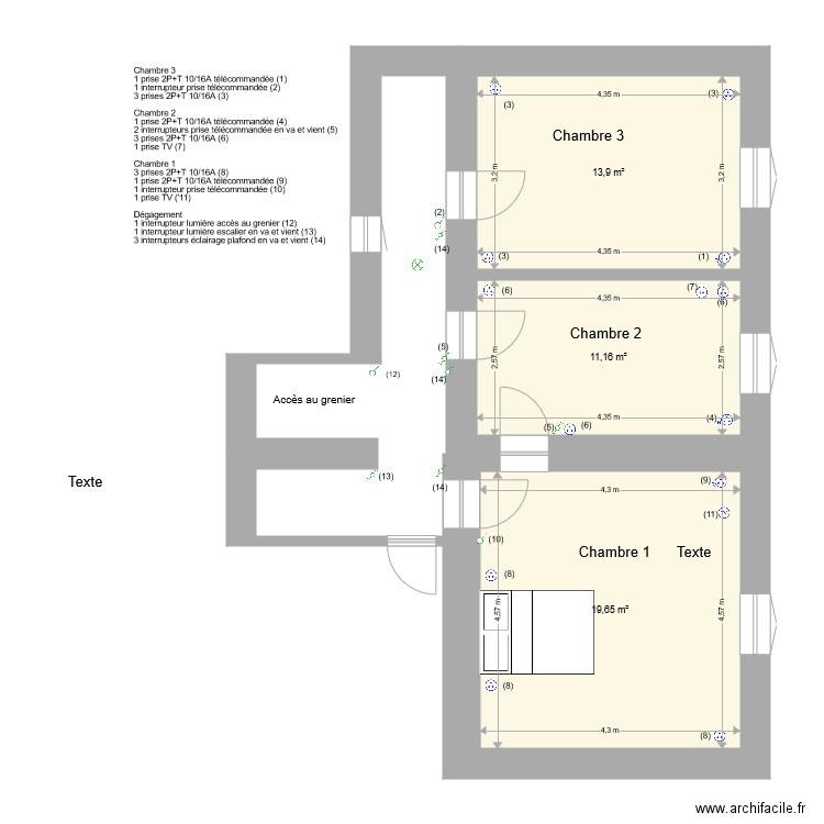 Chambres Luçon. Plan de 0 pièce et 0 m2