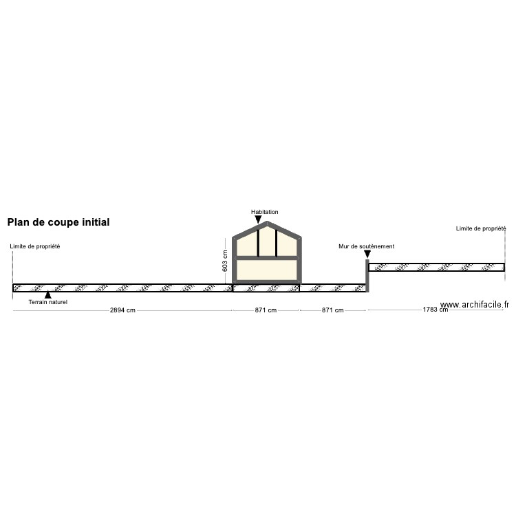 Plan de coupe ETOILE Avant. Plan de 2 pièces et 48 m2