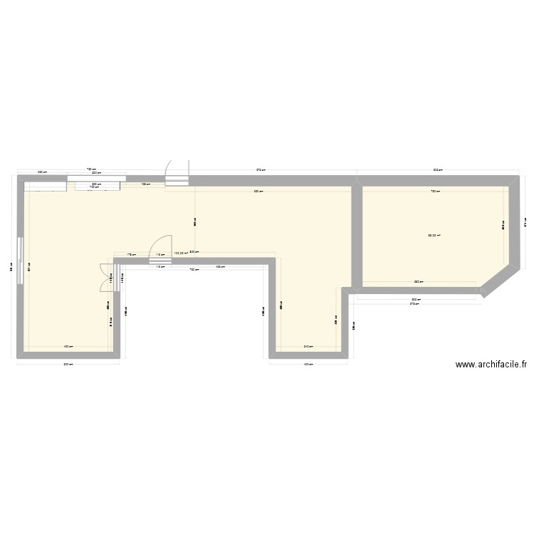 murs extérieurs. Plan de 2 pièces et 140 m2