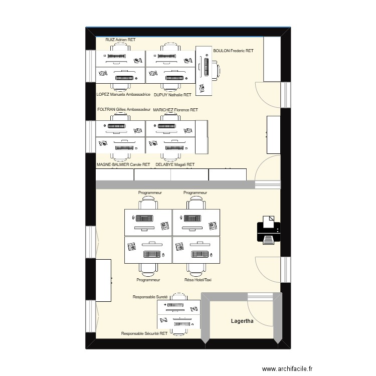 RETERIE. Plan de 2 pièces et 54 m2