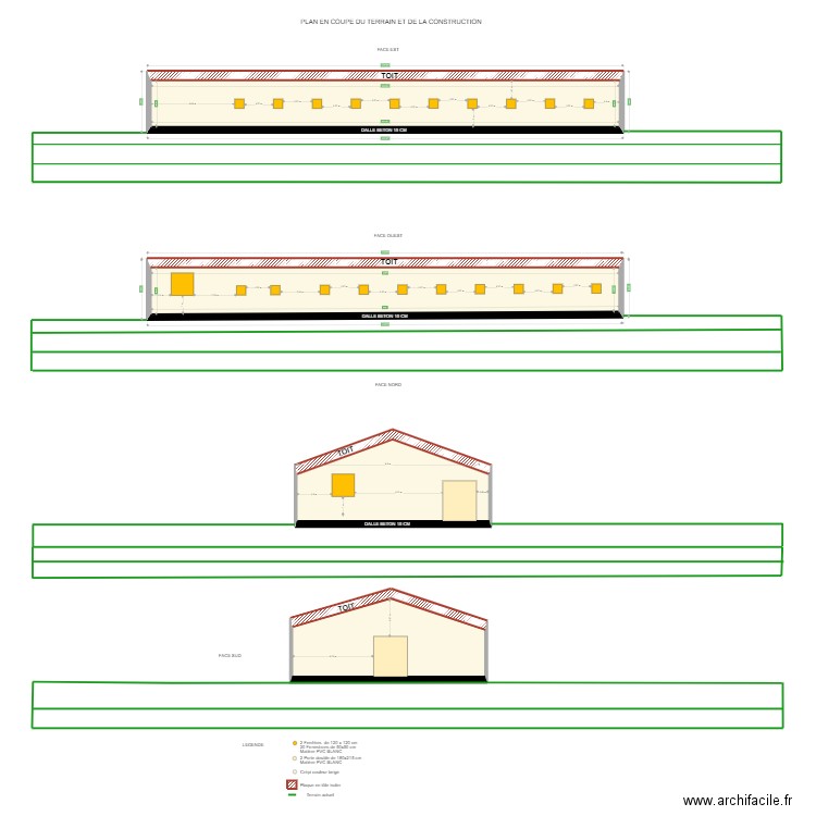 plan facade. Plan de 0 pièce et 0 m2