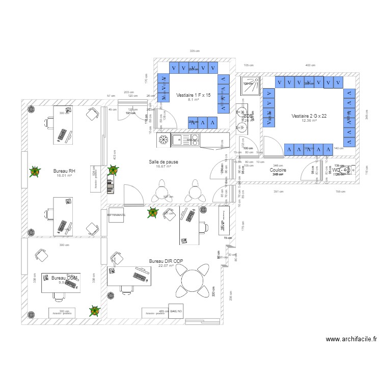 Bureau lab 1 et Vestiaires HF v4.3. Plan de 0 pièce et 0 m2