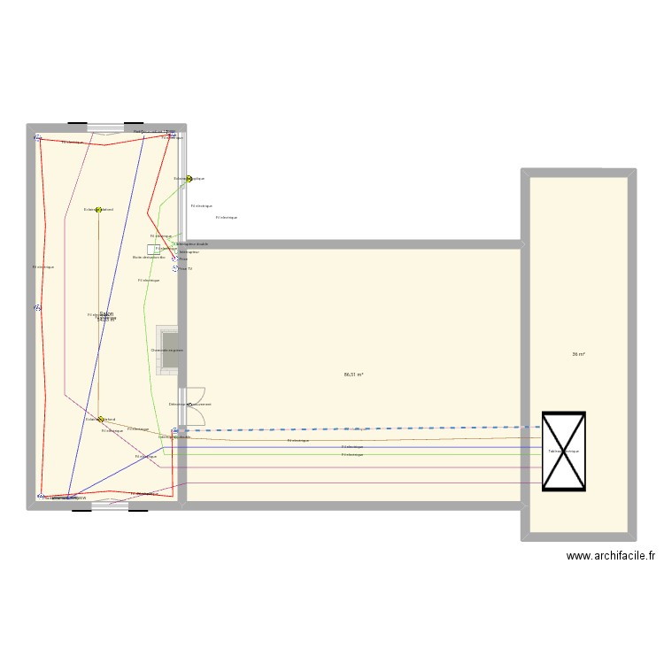 Maison elec. Plan de 3 pièces et 177 m2