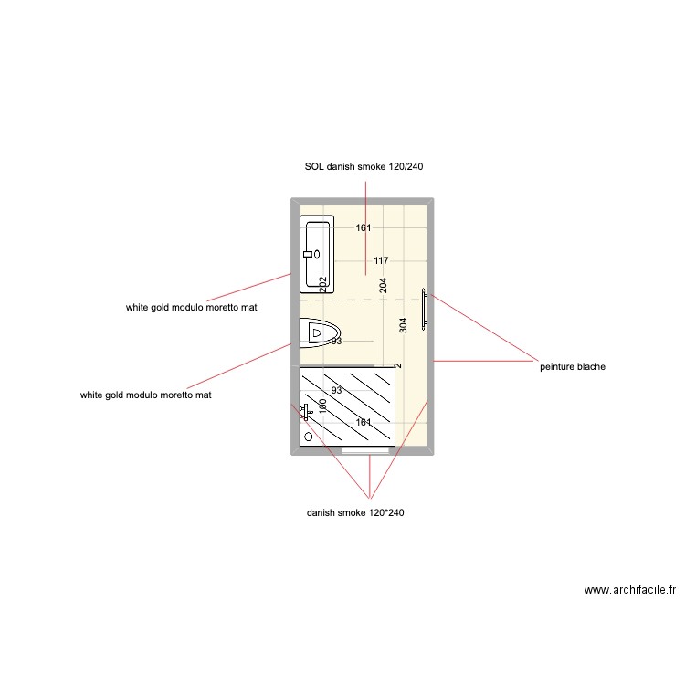 SDB détails 1.2. Plan de 1 pièce et 5 m2