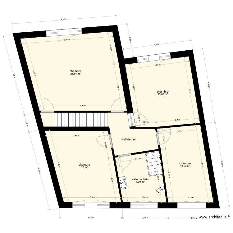 etage cousin 89 4. Plan de 6 pièces et 87 m2