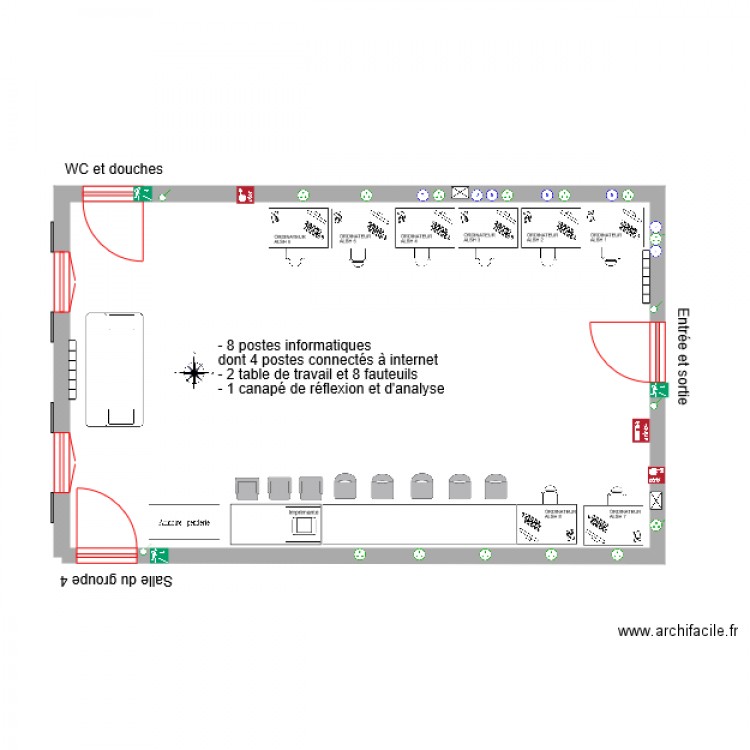 PLAN SALLE INFORMATIQUE ALSH OLLIOULES. Plan de 0 pièce et 0 m2