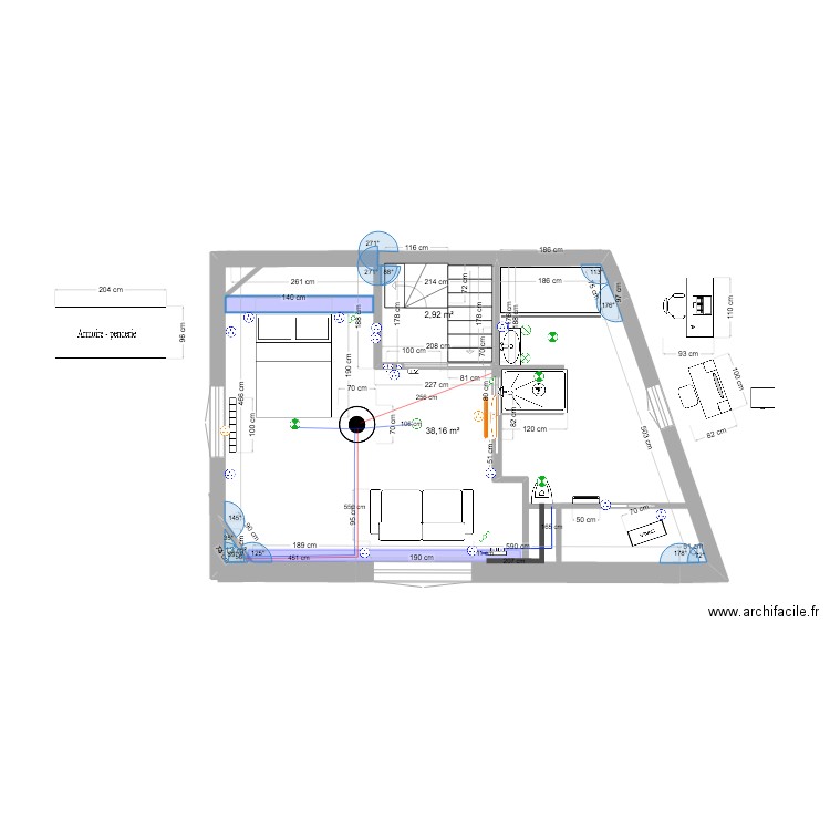 PLAN Elec Irina sept2024. Plan de 3 pièces et 42 m2