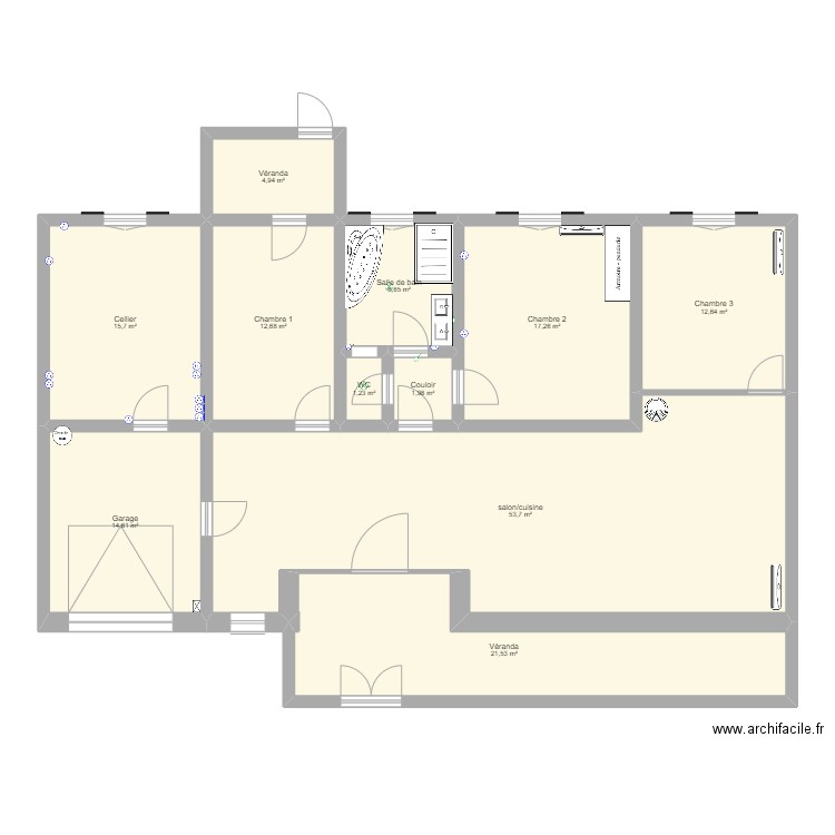 Pascal/Isabelle. Plan de 11 pièces et 163 m2