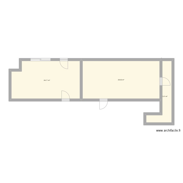 ACM. Plan de 3 pièces et 61 m2