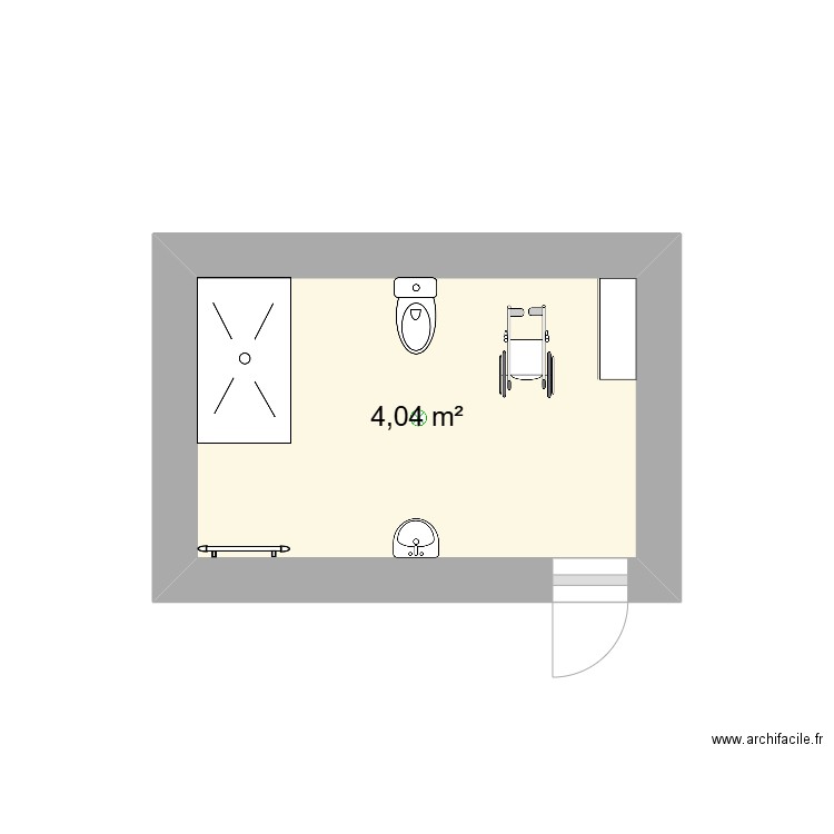 salle de bain. Plan de 1 pièce et 4 m2