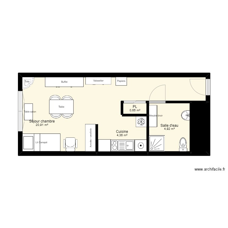 RESIDENCE BEAUPRE. Plan de 5 pièces et 33 m2