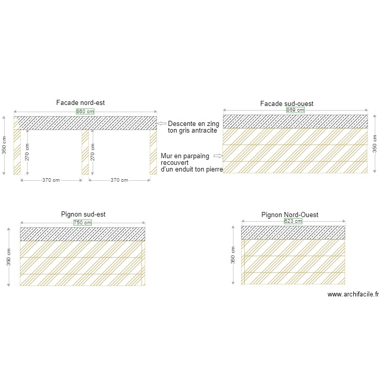 PLAN DES FACADES ET TOITURES. Plan de 0 pièce et 0 m2