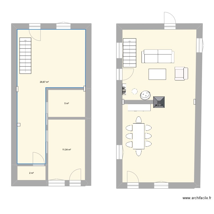 maison 1. Plan de 5 pièces et 102 m2