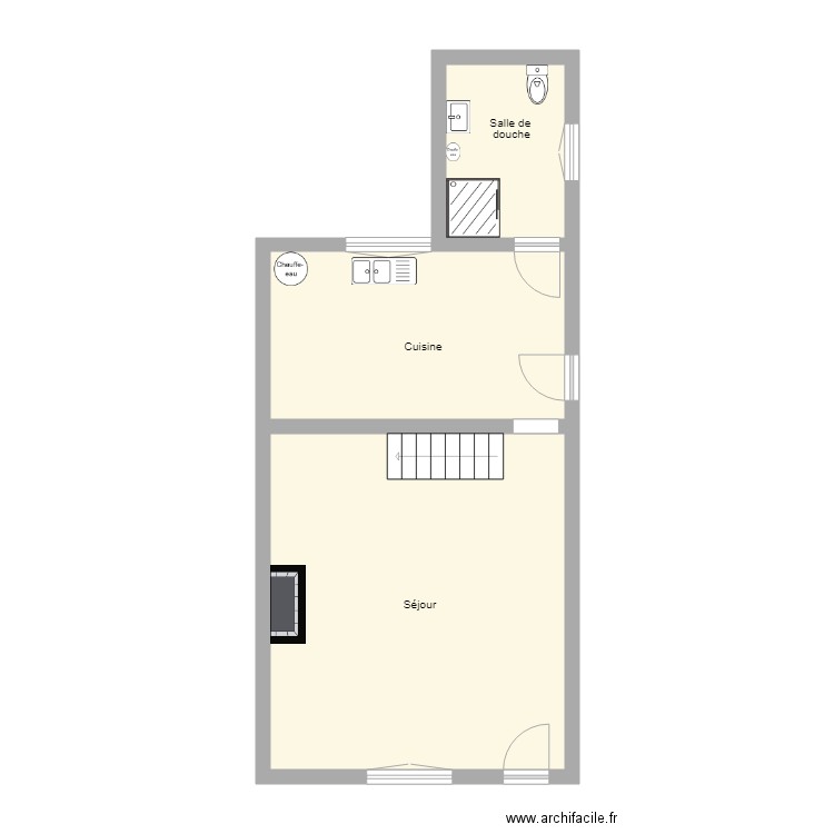 HIGGINS ETAGE . Plan de 3 pièces et 52 m2