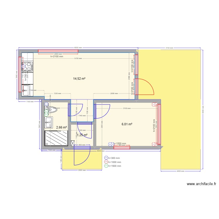 30-1 Углич эл. Plan de 6 pièces et 40 m2