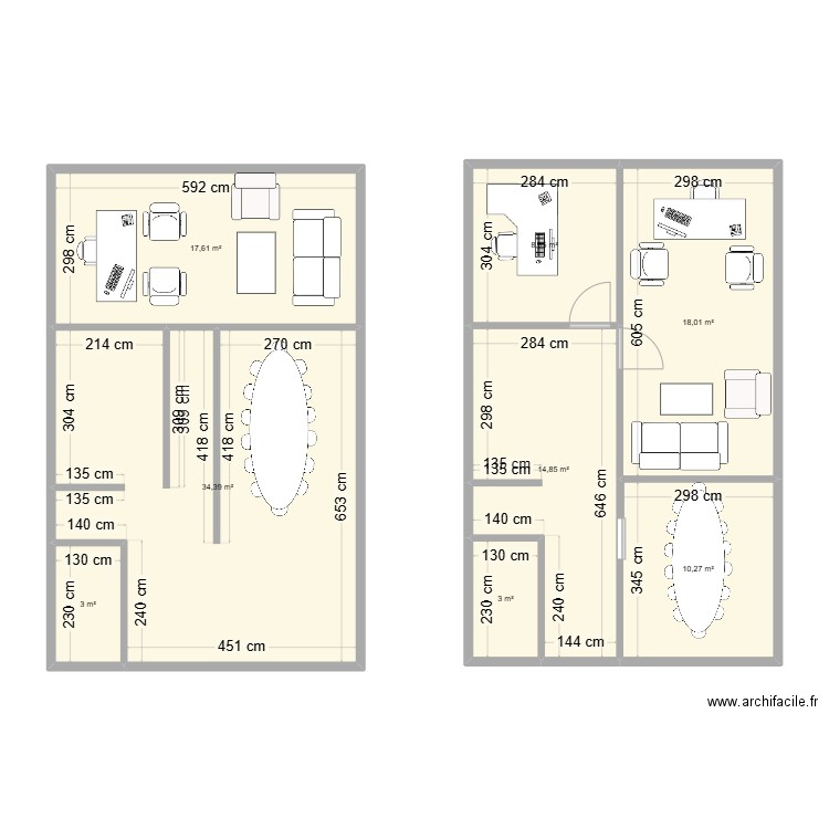 bureau oasis. Plan de 8 pièces et 110 m2