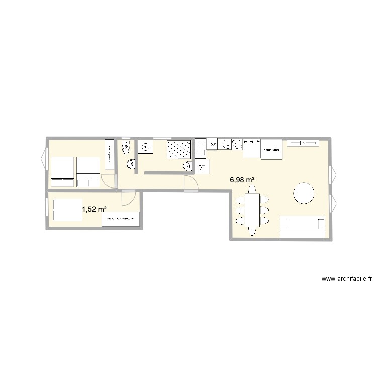 Condorcet. Plan de 3 pièces et 10 m2