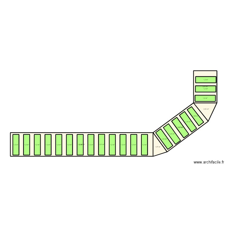 Dale béton . Plan de 26 pièces et 80 m2