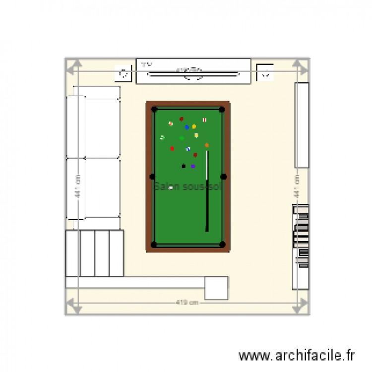 Billard. Plan de 0 pièce et 0 m2