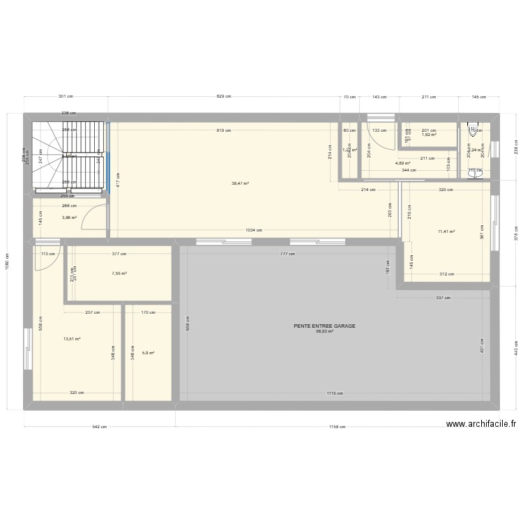 ALLEE 22M RDC. Plan de 12 pièces et 154 m2