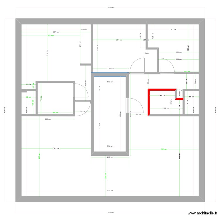 plan modifié 1. Plan de 2 pièces et 98 m2