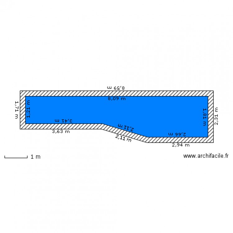 coupe piscine. Plan de 0 pièce et 0 m2