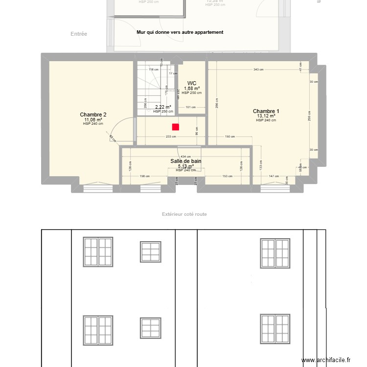 Appart V5 sans amenagement . Plan de 10 pièces et 93 m2