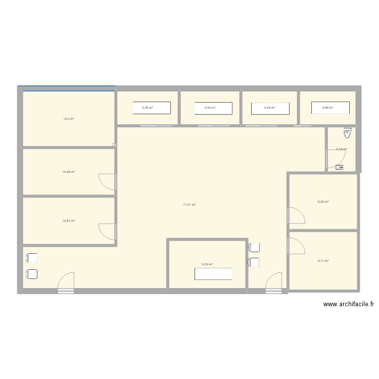 cab. Plan de 12 pièces et 155 m2