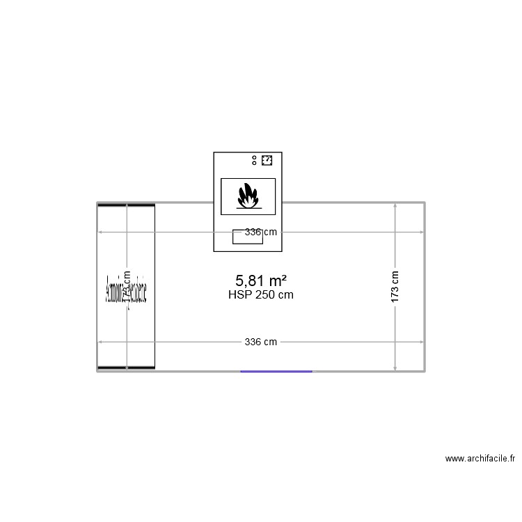 buanderie. Plan de 1 pièce et 6 m2