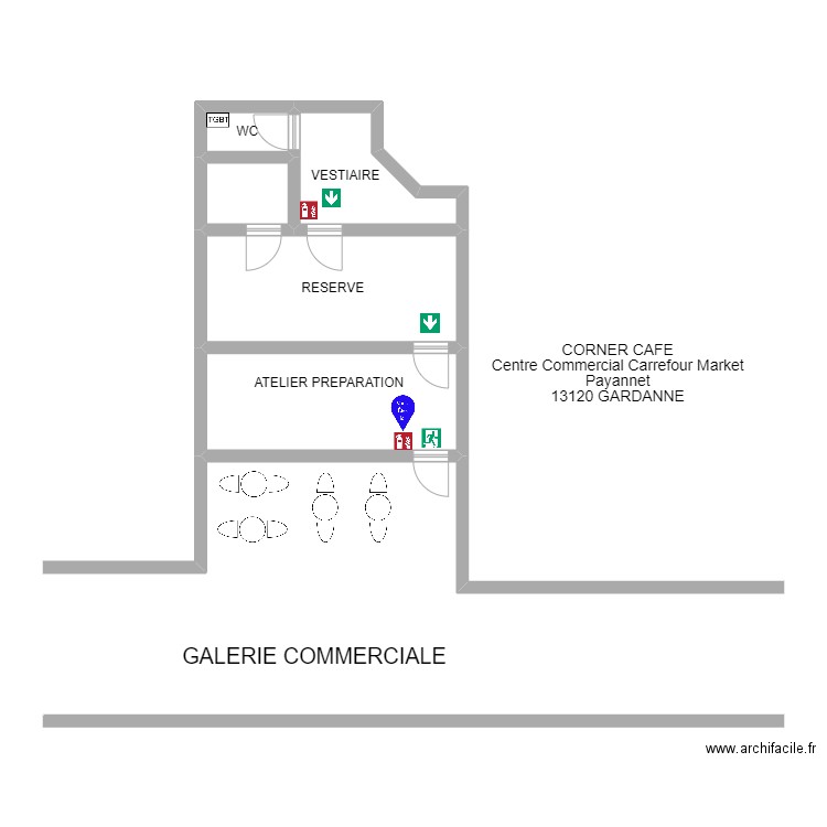 CORNER CAFE. Plan de 0 pièce et 0 m2