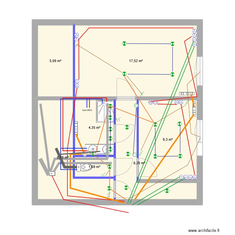 ETAGE MIGENNES. Plan de 7 pièces et 53 m2