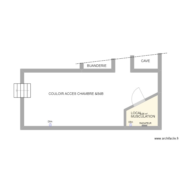 COULOIR ACCES CHAMBRE & SdB rdc. Plan de 0 pièce et 0 m2