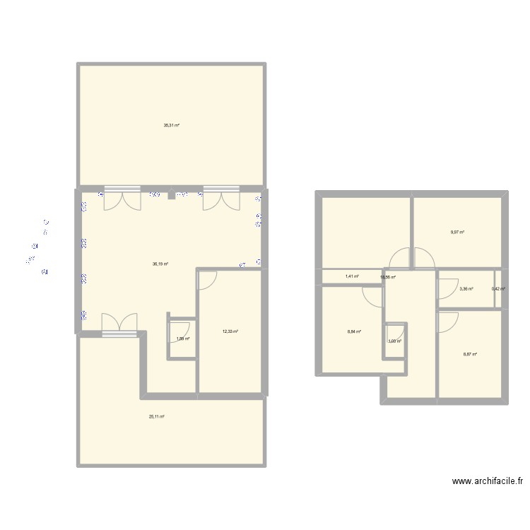 maison 2. Plan de 13 pièces et 163 m2