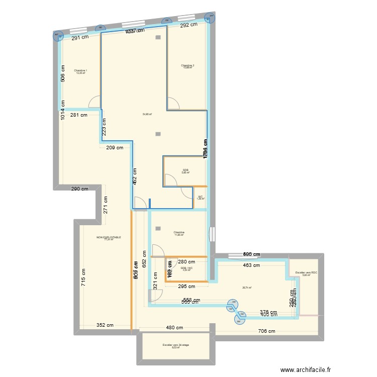 clémenceau 1er Et. PROJET. Plan de 11 pièces et 226 m2