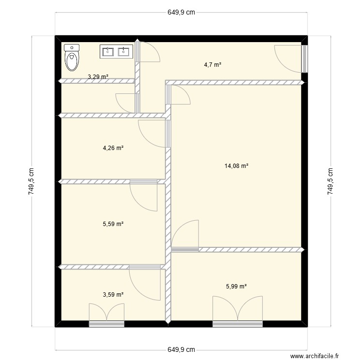 IJDIGN. Plan de 7 pièces et 42 m2