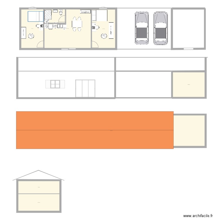 extension . Plan de 7 pièces et 171 m2